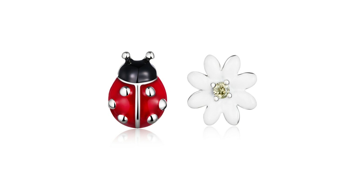 Boucles d oreilles coccinelle fleur Au Bonheur des Coccinelles